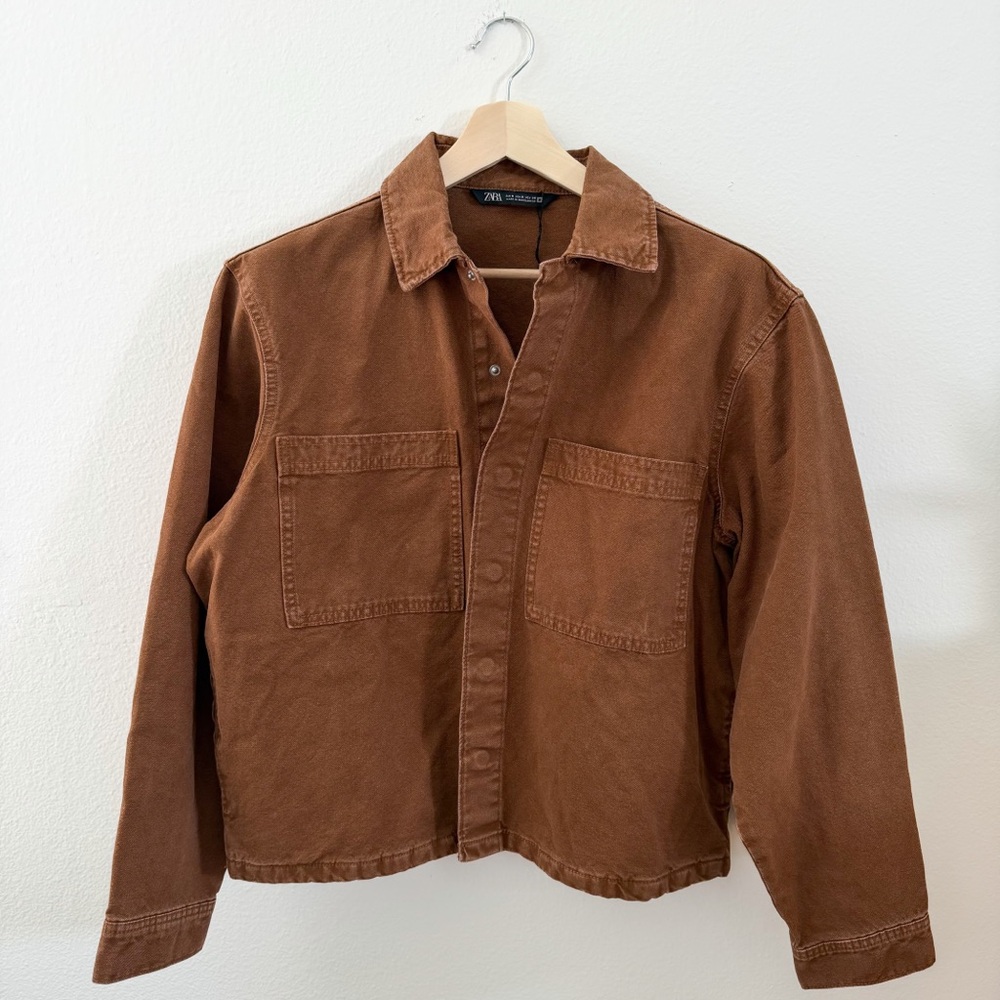 Zara Brown Cropped Utility Jacket – NWOT – Size S